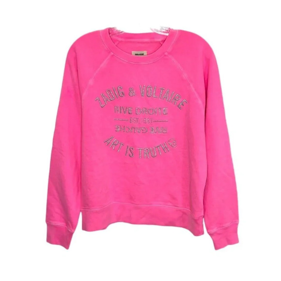 Zadig & Voltaire Upper Cotton Logo Sweatshirt IN ELECTRIC PINK NWT  - S - Picture 7 of 11
